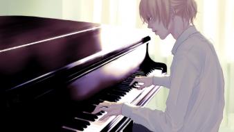 Blondes pants piano tears sad shirts sitting ponytails wallpaper