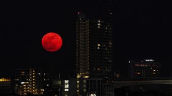 Cityscapes lights moon wallpaper