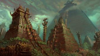 Fantasy art aztec lizard men wallpaper