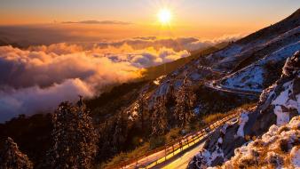 Mountains clouds landscapes wallpaper