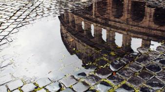 Streets architecture reflections puddles cobblestones wallpaper