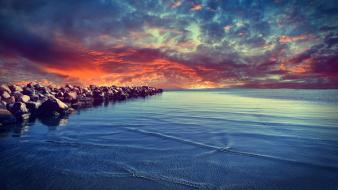 Abstract nature trees balloons baltic sea wallpaper