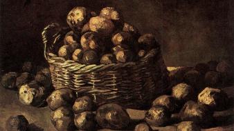 Artwork potatoes baskets traditional art still life wallpaper