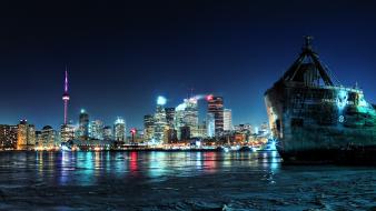 Light cities sea wallpaper