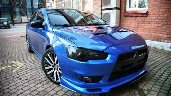 Mitsubishi tuning lancer evolution x blue cars wallpaper