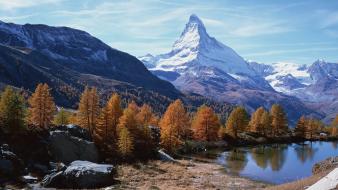 Mountains clouds landscapes trees wallpaper