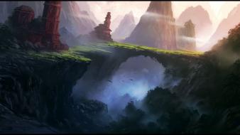 Mountains path fantasy art hidden wallpaper