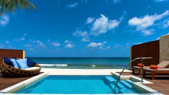 Ocean clouds pillows swimming pools wallpaper