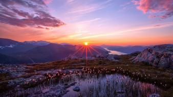 Sunset mountains landscapes nature skies wallpaper