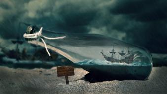 Tables ship in bottle budai bálint sea wallpaper