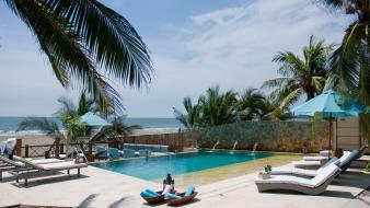 Tropical paradise swimming pools wallpaper
