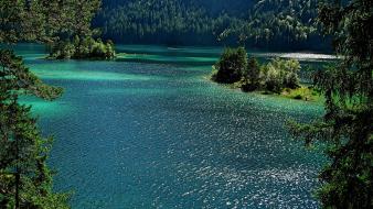 Water trees islands lakes wallpaper