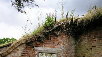 Clouds landscapes abandoned doors wallpaper