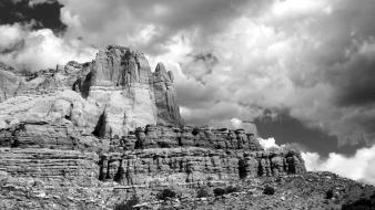 Clouds landscapes nature grayscale wallpaper