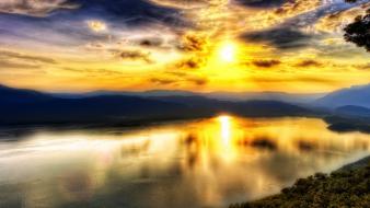 Clouds landscapes nature lakes reflections wallpaper