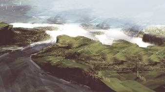 Landscapes coast digital art artwork sea wallpaper