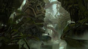 Landscapes forest digital art artwork constructions wallpaper