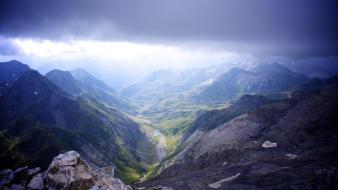 Mountains clouds landscapes rocks wallpaper