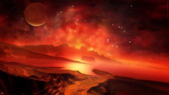 Outer space planets digital art science fiction wallpaper