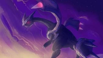 Pokemon mountains landscapes night stars kyurem wallpaper