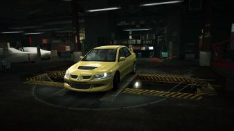 Speed mitsubishi lancer world evo garage nfs wallpaper