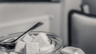 Spoons sugar grayscale cubes