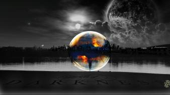 Sun cityscapes planets moon bubbles lakes selective coloring wallpaper