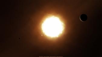 Sun outer space planets binary digital art wallpaper