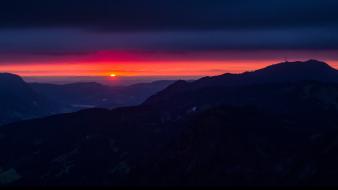 Sunset clouds landscapes nature night germany hills bavaria