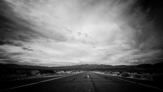 Black white roads asphalt wallpaper