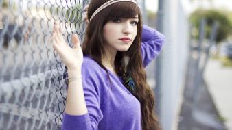 Brunettes women people chain link fence mandee leslie wallpaper