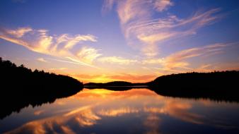 Clouds landscapes trees lakes reflections wallpaper