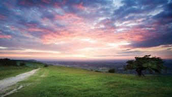 Clouds landscapes trees wallpaper