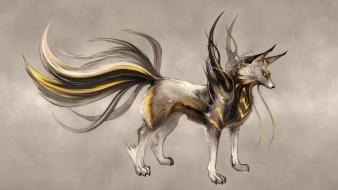 Fiction animals yellow eyes artwork drawings wallpaper