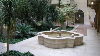 Garden fountain dorm wallpaper