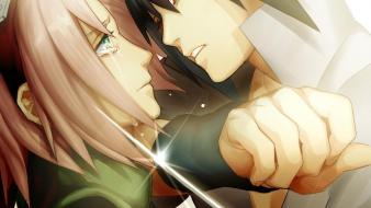 Haruno sakura uchiha sasuke naruto: shippuden sharingan anime wallpaper