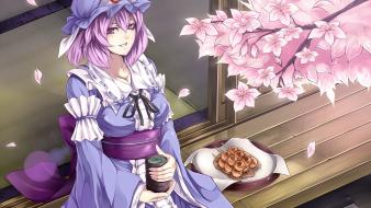 Hats japanese clothes anime girls plates architecture wallpaper