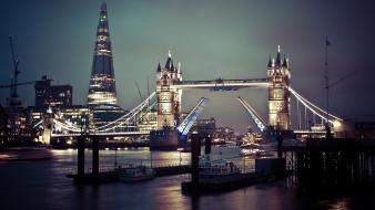Metropolis city lights tower bridge rivers skyscapes wallpaper