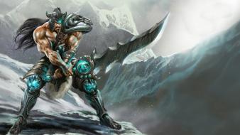 Mountains league of legends warriors swords tryndamere wallpaper