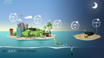 Ocean desert islands palm trees month july wallpaper