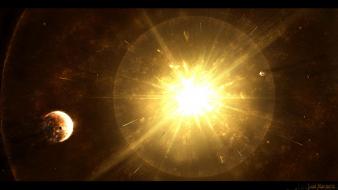 Outer space stars explosions planets wallpaper