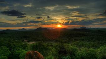 Sunset clouds landscapes nature horizon trees wallpaper