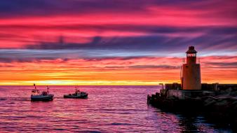 Tower fire lighthouses skyscapes colors sea wallpaper