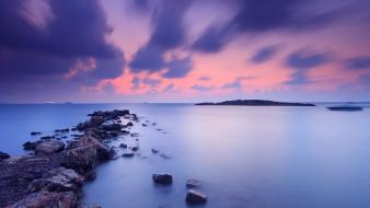 Water clouds landscapes rocks wallpaper