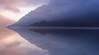 Water clouds nature trees forest obscure reflections wallpaper