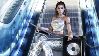 Women video games amp cgi guitars escalators wallpaper