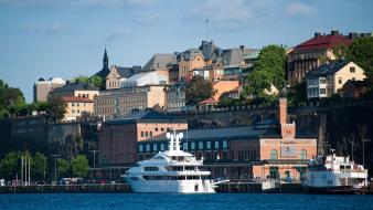 Women water nature town stockholm sea wallpaper