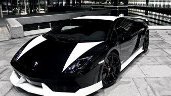 Lamborghini black and white cars cityscapes night wallpaper