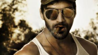 Cigars men military sunglasses wallpaper