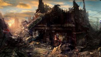 Ruins post-apocalyptic cities wallpaper